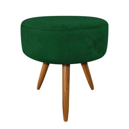 Imagem de Kit 2 Poltronas e Puff Banqueta Redonda Nina Veludo Verde Pés Palito Castanho - SLK Decor