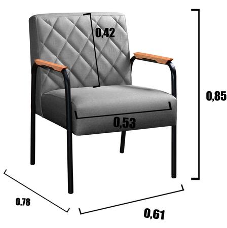 Imagem de Kit 2 Poltronas Ludmilla Braço Metal Cadeira Decorativa Sala Recepção Clinica