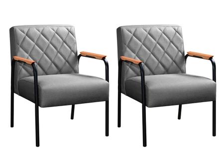 Imagem de Kit 2 Poltronas Ludmilla Braço Metal Cadeira Decorativa Sala Recepção Clinica