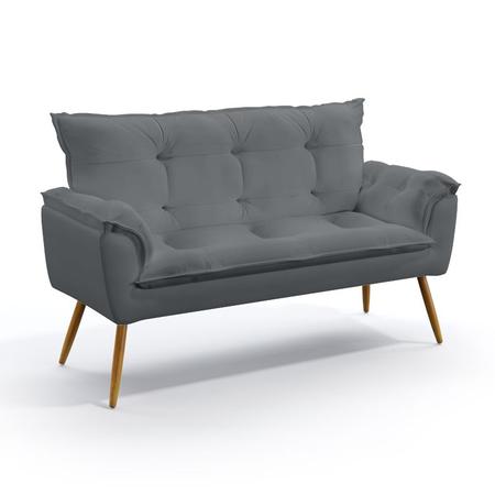 Imagem de Kit 2 Poltronas Namoradeiras Decorativas Beta Suede Cinza Aradecor