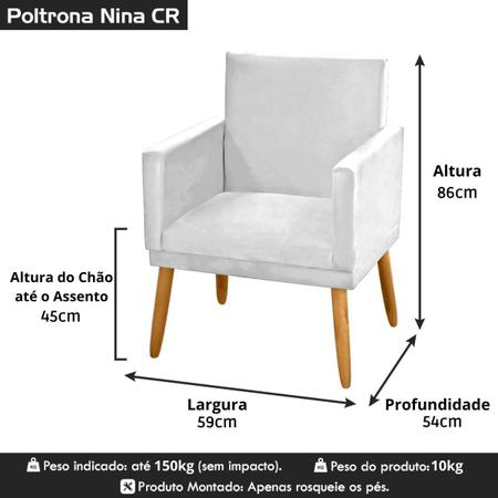 Imagem de Kit 2 Poltronas Nina Decorativa Sala De Estar Suede Branco