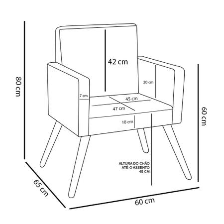 Imagem de Kit 2 Poltronas Nina Suede Pés Palito Castanho - Pallazio