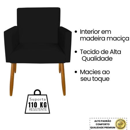 Imagem de Kit 2 Poltronas para Sala Decorativa Cadeira Estofada Resistente Escritório Recepção Sala de estar manicure Pés palito de madeira