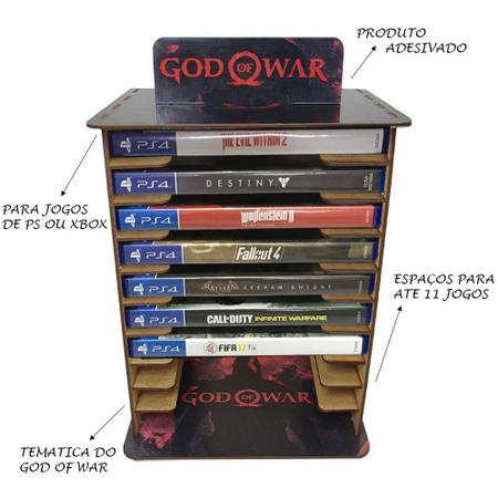 Imagem de Kit 2 Porta 11 Jogos Físico Gamer Gow 22x16,3x29,4 Mdf Madeira Adesivada