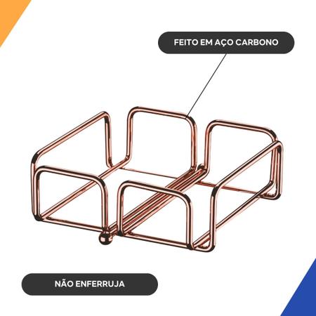 Imagem de Kit 2 Porta Guardanapo De Mesa Grande Em Aço Rose Gold