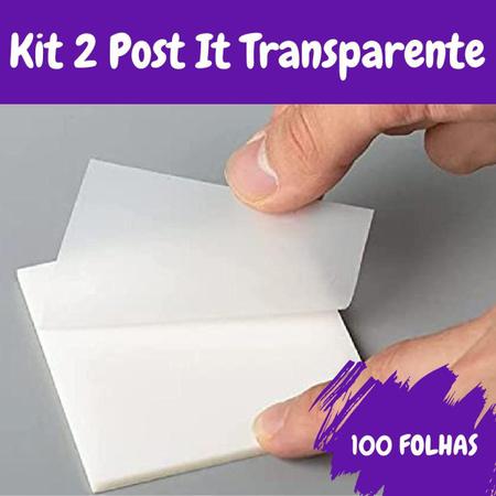 Imagem de Kit 2 Post It Transparente Adesivo À Prova D'Água - Branco