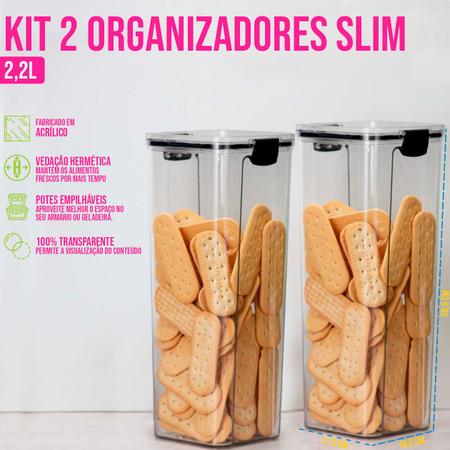 Imagem de Kit 2 Potes Organizadores 2,2 Lts Alimentos Tampa Hermético