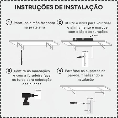 Imagem de Kit 2 Prateleiras 70 x 30cm Vermelha Com Mão Francesa