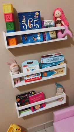 Imagem de Kit 2 Prateleiras Organizadoras de Livros de Criança Nicho Revisteiro de Parede Infantil Estante de Brinquedos Bebê 40cm