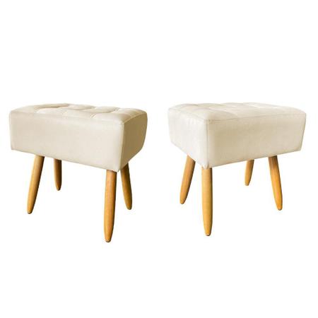 Puff Retangular New para Sala e Quarto Suede Bege - Jylcrom