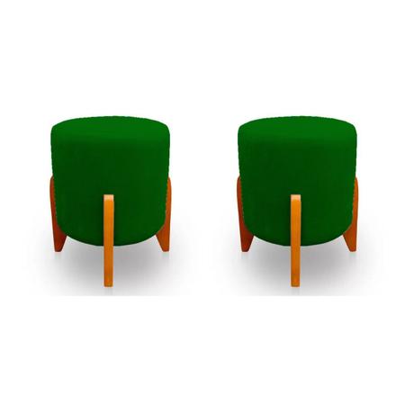 Imagem de Kit 2 Puffs Decorativos Thor Pés Em Madeira Tecido Suede Verde Kimi Design