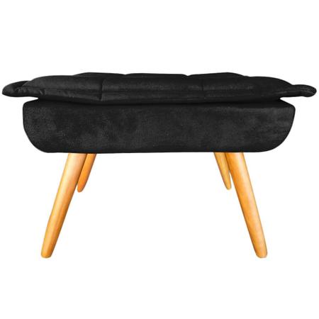 Imagem de Kit 2 Puffs Opala Retangular Decorativo Suede Preto