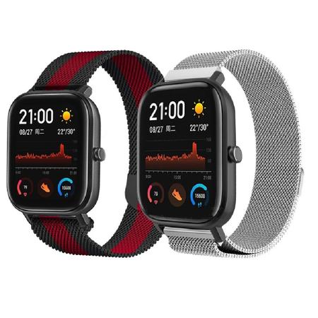 Imagem de Kit 2 Pulseiras em Metal / Aço - Magnética compatíveis com Amazfit GTS / GTS 2 / GTS 2e / GTS 2 mini