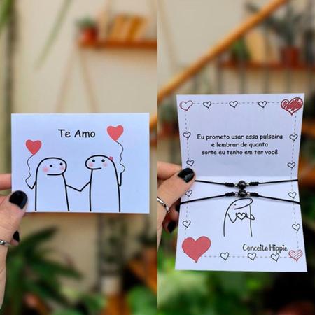 Cartela Com 2 Pulseiras De Amizade / Casal - Meme Eu Te Amo