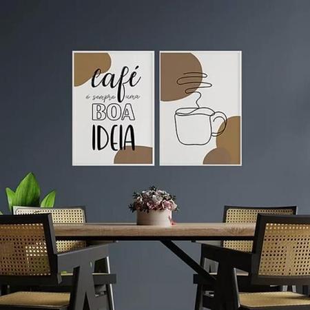 Imagem de Kit 2 Quadros Café É Sempre Uma Boa Ideia 24X18 Vidro Preta