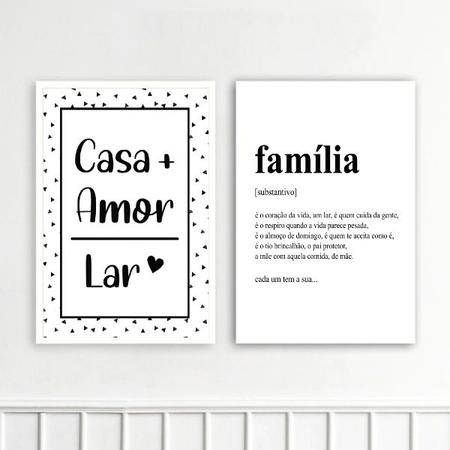 Imagem de Kit 2 Quadros Casa Amor Lar Família 45x34cm - com vidro