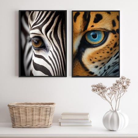 Imagem de Kit 2 Quadros Decorativos Olhos De Animais 33X24Cm