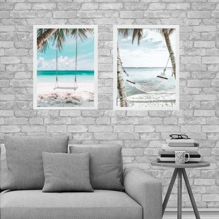 Imagem de Kit 2 Quadros Decorativos Praia Para Relaxar 24x18cm