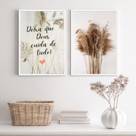 Imagem de Kit 2 Quadros Deixa Que Deus CuidaDeTudo 45x34cm - com vidro