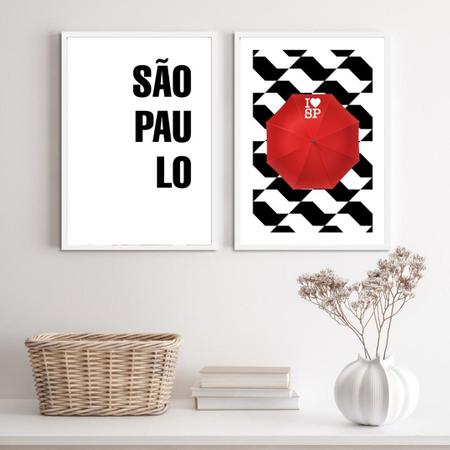 Imagem de Kit 2 Quadros I Love São Paulo 33x24cm - c/ Vidro