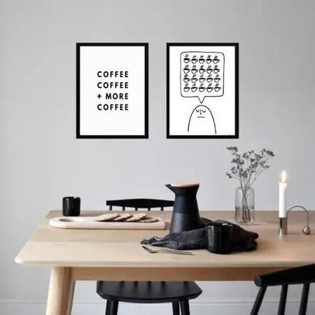 Imagem de Kit 2 Quadros Minimalistas Café - More Coffee 33X24Cm Vidro