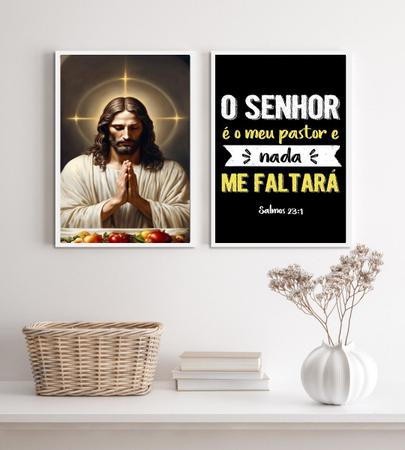 Imagem de Kit 2 Quadros Para Cozinha O Senhor É Meu Pastor 33x24cm