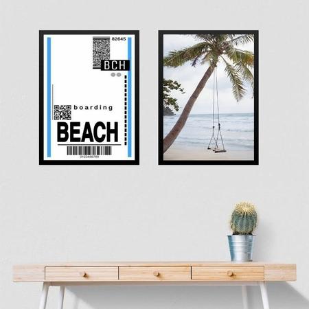 Imagem de Kit 2 Quadros Passagem Para Praia 45x34cm - com vidro