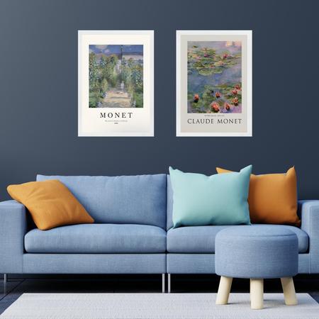 Kit 2 Quadros Posters Arte Claude Monet 45X34Cm - Com Vidro - Quadros On-Line Imagem de Kit 2 Quadros Posters Arte Claude Monet 45X34Cm - Com Vidro