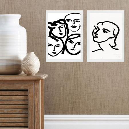 Imagem de Kit 2 Quadros Quadros Matisse Faces Mulheres 33x24cm - com vidro