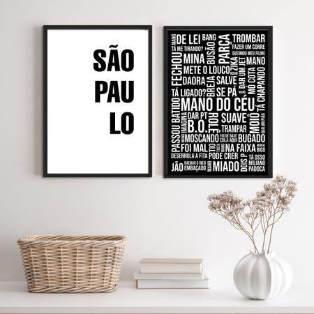 Quadro Gírias de São Paulo Preto e Branco 33x24cm - Quadros On-line -  Quadro Decorativo - Magazine Luiza