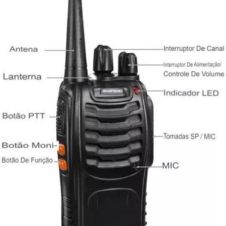 Imagem de Kit 2 Rádios Comunicador Walk Talk Baofeng Bf 777s Amador Bandas De Freqüência Cor Preto