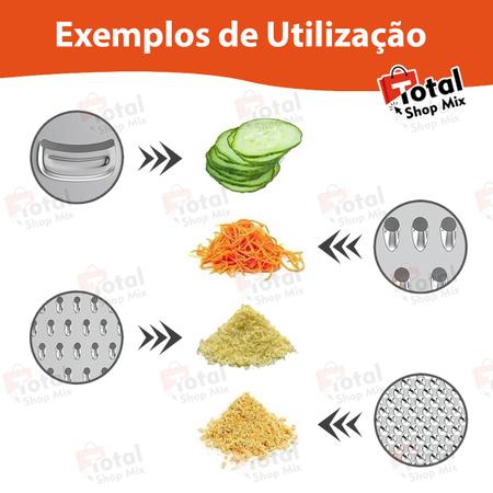 Kit 2 Raladores Fatiador Inox 4 Faces Queijo Legumes Alimentos Cozinha Top - Total Shop Mix Imagem de Kit 2 Raladores Fatiador Inox 4 Faces Queijo Legumes Alimentos Cozinha Top