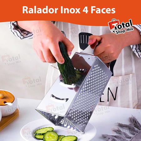 Kit 2 Raladores Fatiador Inox 4 Faces Queijo Legumes Alimentos Cozinha Top - Total Shop Mix Imagem de Kit 2 Raladores Fatiador Inox 4 Faces Queijo Legumes Alimentos Cozinha Top