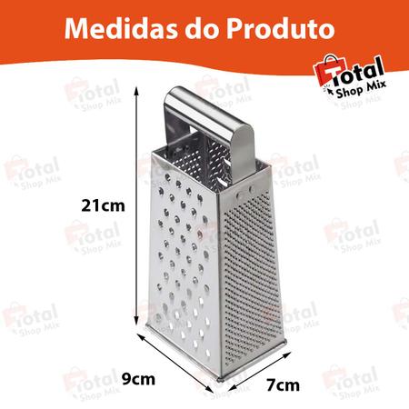 Kit 2 Raladores Fatiador Inox 4 Faces Queijo Legumes Alimentos Cozinha Top - Total Shop Mix Imagem de Kit 2 Raladores Fatiador Inox 4 Faces Queijo Legumes Alimentos Cozinha Top