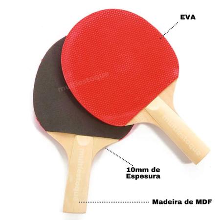 Imagem de Kit 2 Raquete Tenis De Mesa Ping Pong Lisa 3 Bolinhas