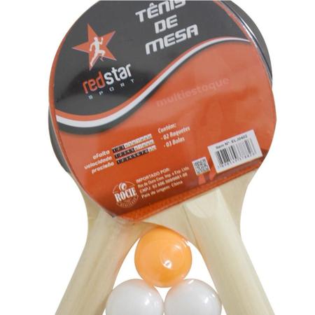 Imagem de Kit 2 Raquete Tenis De Mesa Ping Pong Lisa 3 Bolinhas