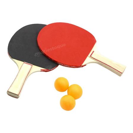 Imagem de Kit 2 Raquete Tenis De Mesa Ping Pong Lisa 3 Bolinhas