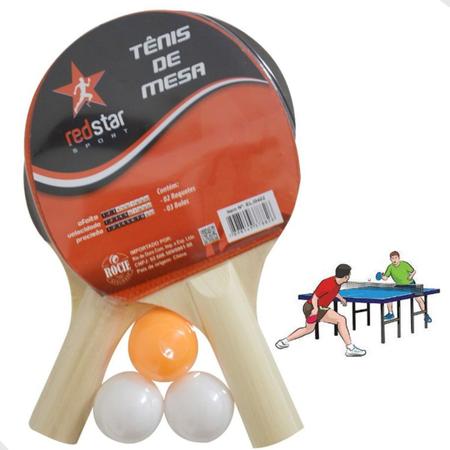Kit Ping Pong Tenis Mesa 2 Raquetes 3 Bolas - POINT MIX ACESSORIOS