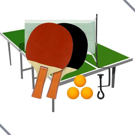 KIT RAQUETE TENIS DE MESA PING PONG COM 3 BOLAS REDE E SUPORTE CONJUNTO  COMPLETO INFANTIL E ADULTO