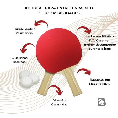 Kit 2 Raquetes Tenis De Mesa emborrachadas Anatômicas Ping Pong 3 Bolinhas Conjunto de Raquetes - Red Star Imagem de Kit 2 Raquetes Tenis De Mesa emborrachadas Anatômicas Ping Pong 3 Bolinhas Conjunto de Raquetes