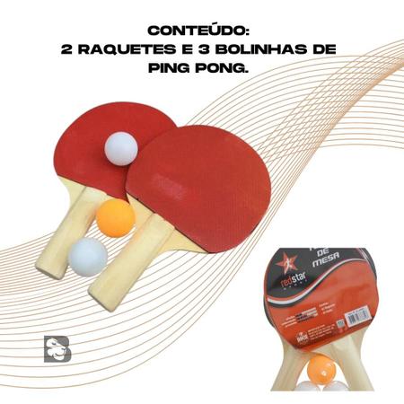 Kit 2 Raquetes Tenis De Mesa emborrachadas Anatômicas Ping Pong 3 Bolinhas Conjunto de Raquetes - Red Star Imagem de Kit 2 Raquetes Tenis De Mesa emborrachadas Anatômicas Ping Pong 3 Bolinhas Conjunto de Raquetes