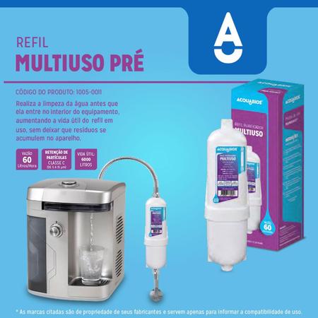 Imagem de Kit 2 Refis para Filtro Purificador de Água Multiuso Bebedouro Industrial Pré Acquabios Branco