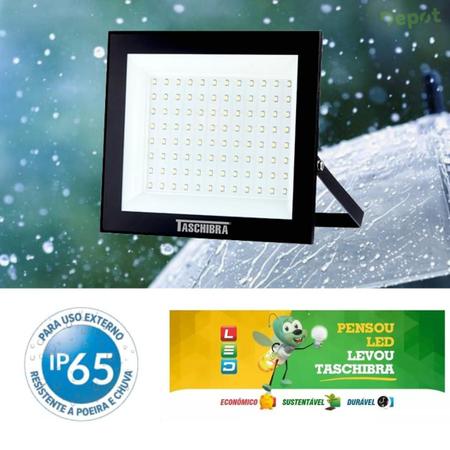 Imagem de Kit 2 Refletor Led 100w Holofote Externo Prova D'água IP65 6500k Luz Branco Frio Taschibra