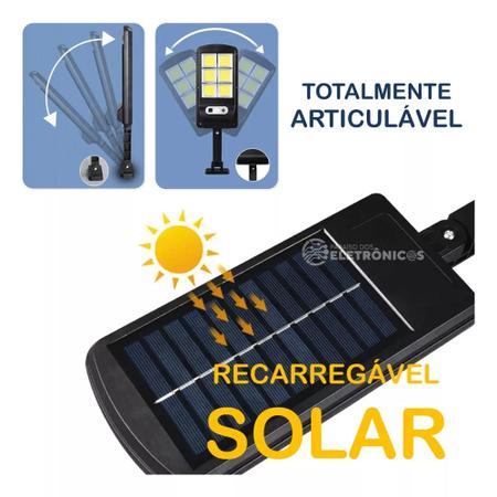 Imagem de Kit 2 Refletores Solares Sem Fio Sensor De Presença 200w Alta Potência Luz LED Cor Branco DY8786