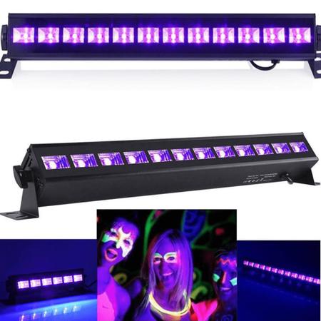 Imagem de Kit 2 Ribalta Luz Negra Ultravioleta Barra 12 Led Luz Funciona Com O Corpo UV Com Tintas LKUV12