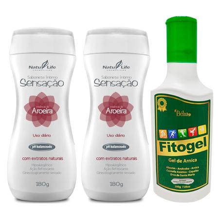 Imagem de Kit 2 Sabonete Íntimo Líquido Sensação Aroeira + 1 Gel de Massagem Fitogel