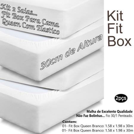 Imagem de Kit 2 Saias Para Cama Box Queen Fit Box Malha Algodão