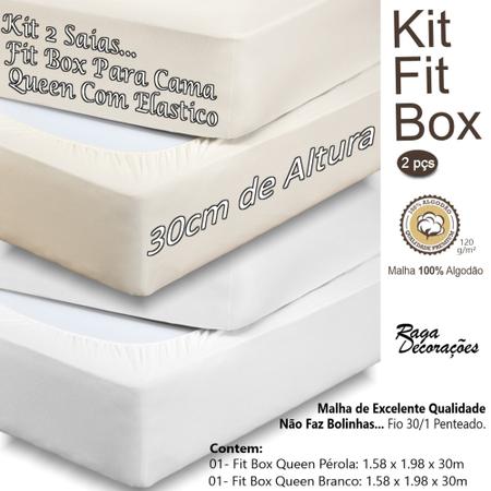 Imagem de Kit 2 Saias Para Cama Box Queen Malha Algodão Fit Box