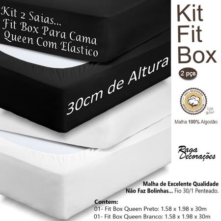Imagem de Kit 2 Saias Para Cama Box Queen Malha Algodão Fit Box