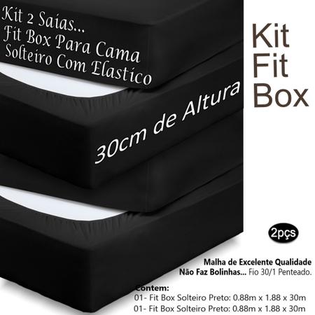 Imagem de Kit 2 Saias Para Cama Box Solteiro Fit Box Malha Algodão